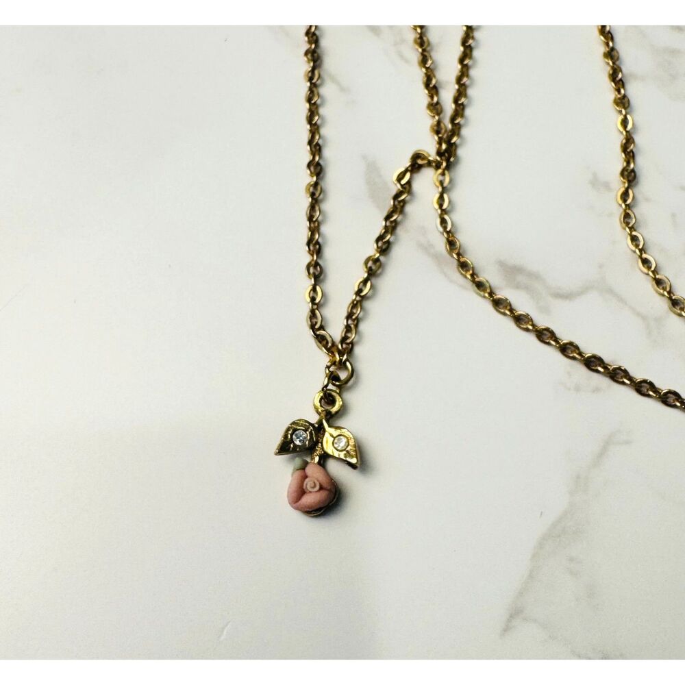 Dainty 1928 Rose Pendant Necklace